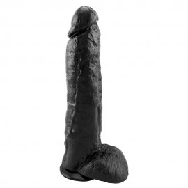 Penis 28 X 5,5 CM com Escroto, Ventosa Preto