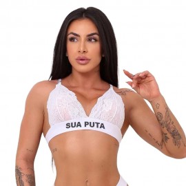 SUTIA TOP RENDA TCHUTCHAN FRASE - SUA PUTA